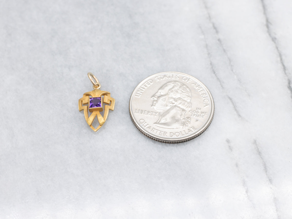 Antique Bloomed Gold Amethyst Stickpin Conversion Pendant