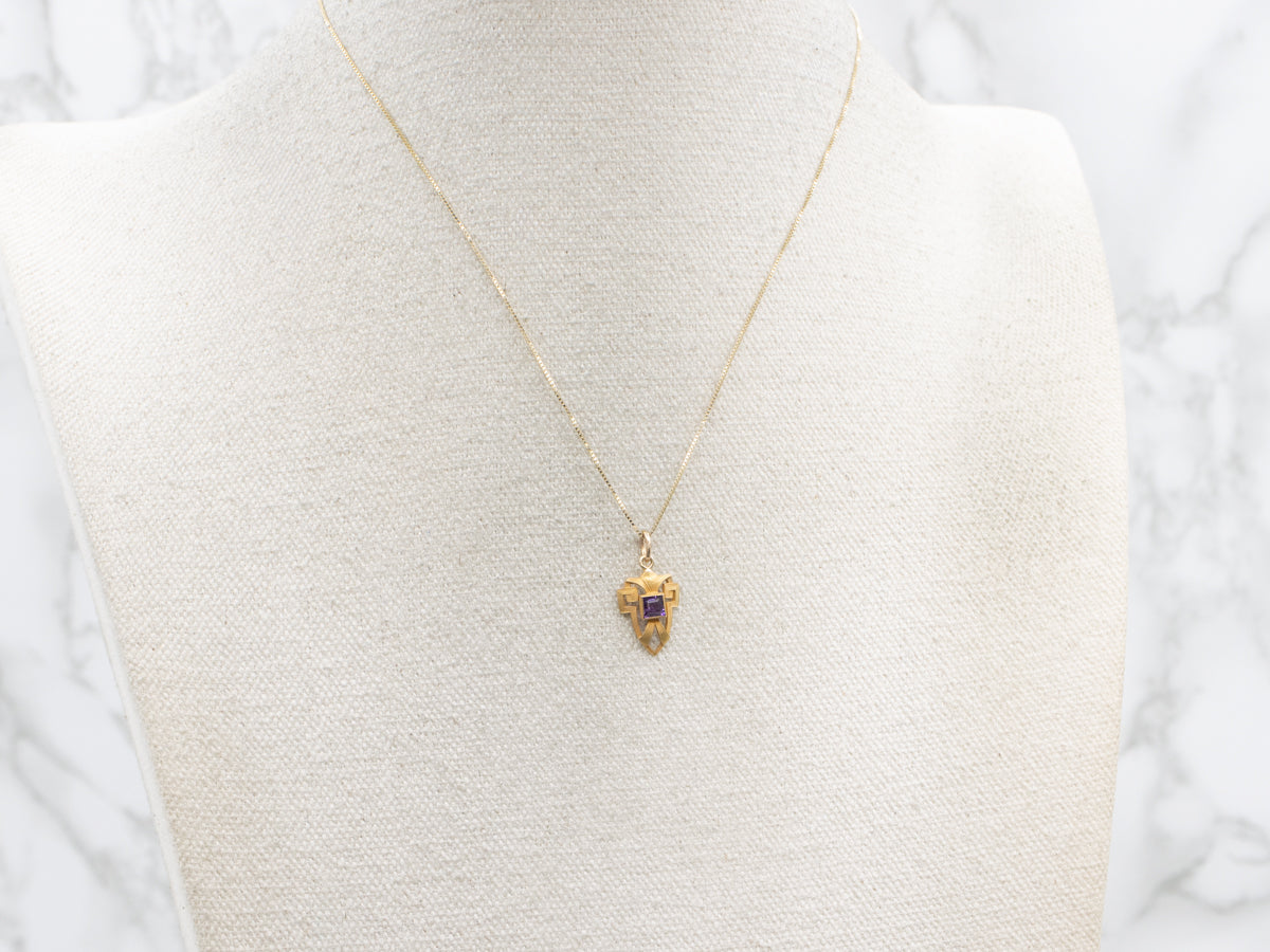 Antique Bloomed Gold Amethyst Stickpin Conversion Pendant