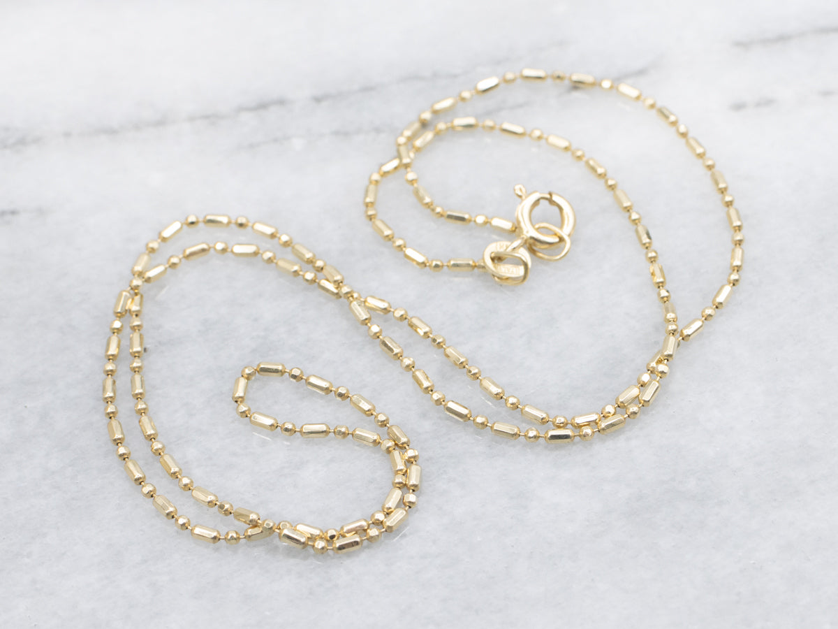 Italian Gold Beaded and Bar Link Chain