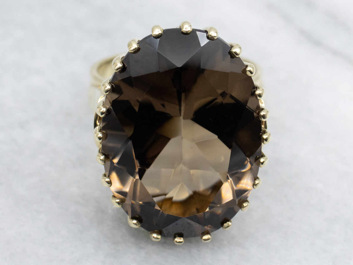 14K Yellow Gold Smoky Quartz Cocktail Ring