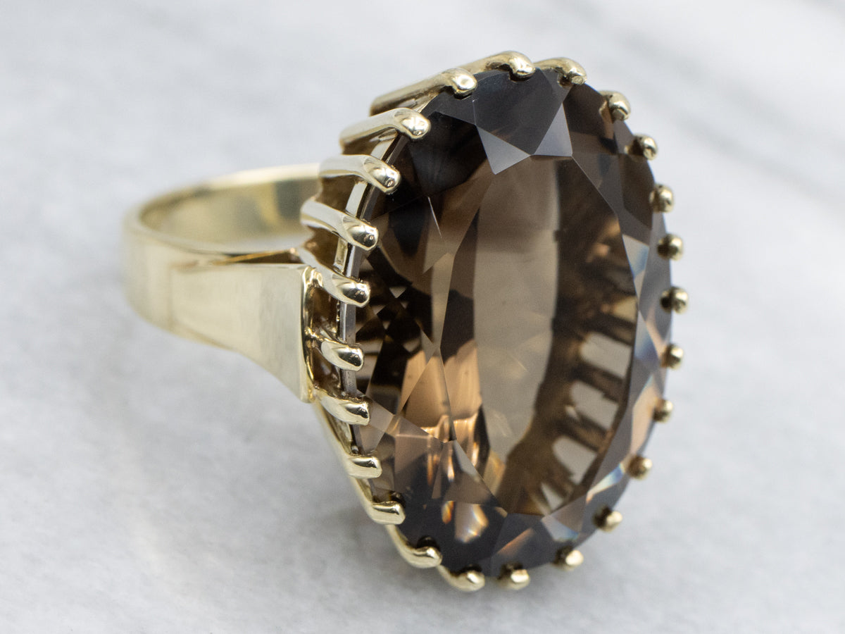 14K Yellow Gold Smoky Quartz Cocktail Ring