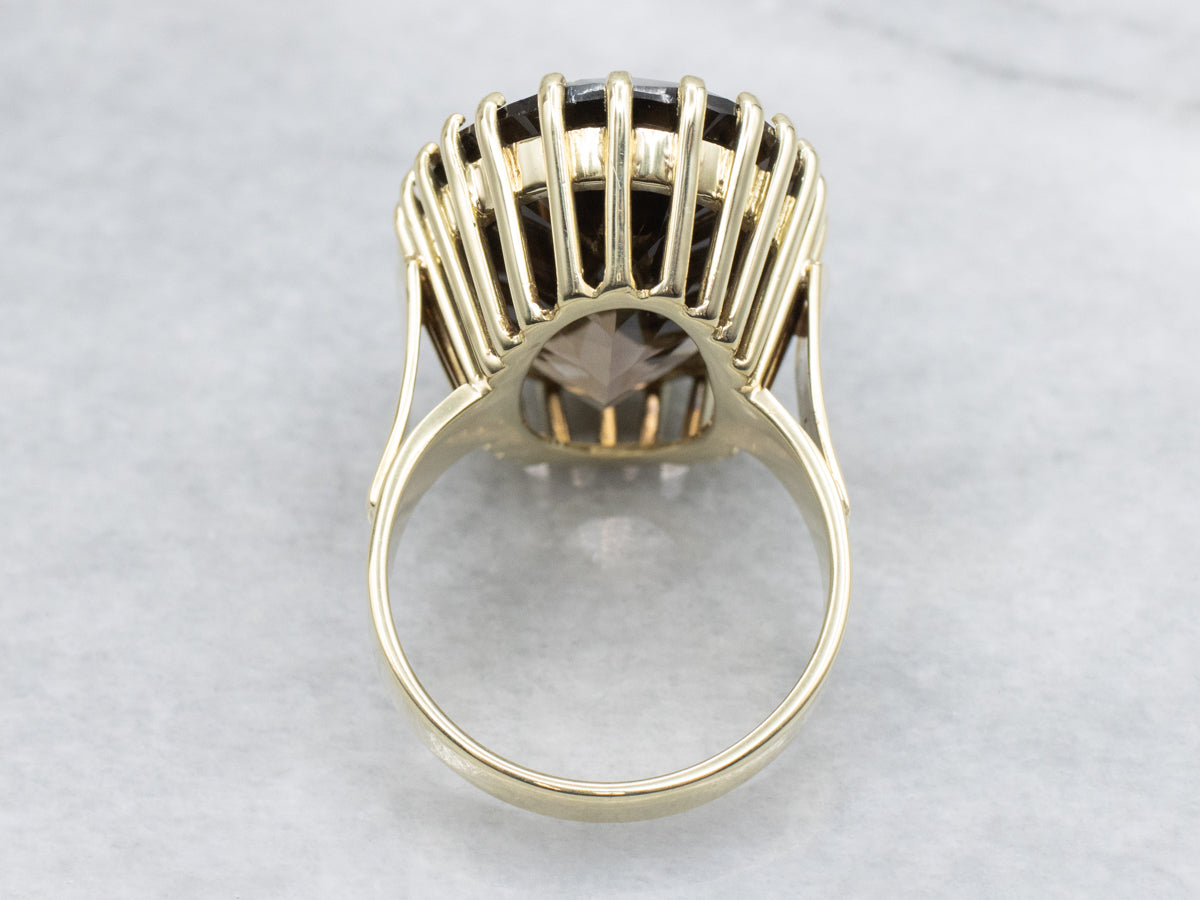 14K Yellow Gold Smoky Quartz Cocktail Ring