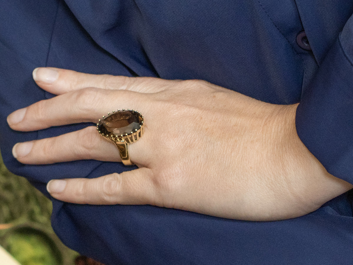 14K Yellow Gold Smoky Quartz Cocktail Ring