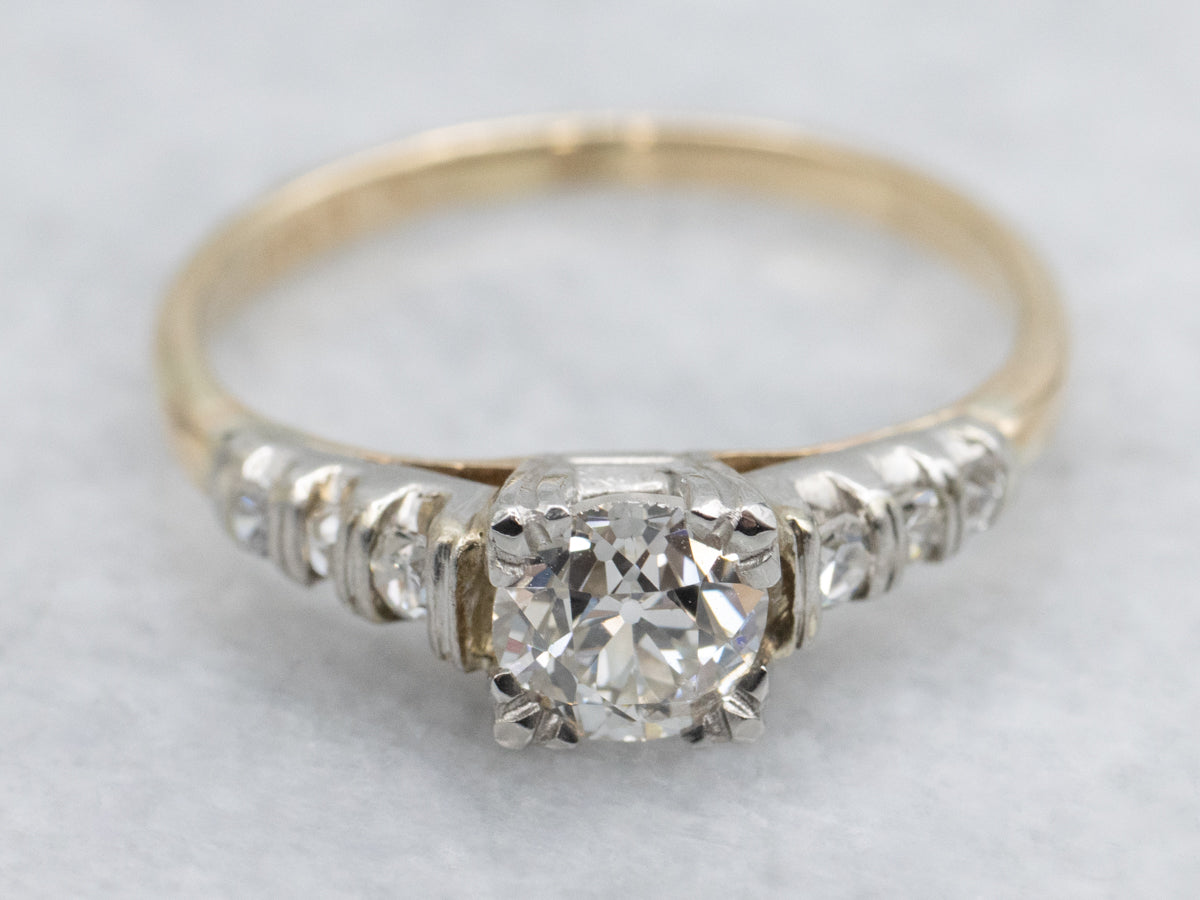 1940s Old Mine Cut Diamond Engagement Ring