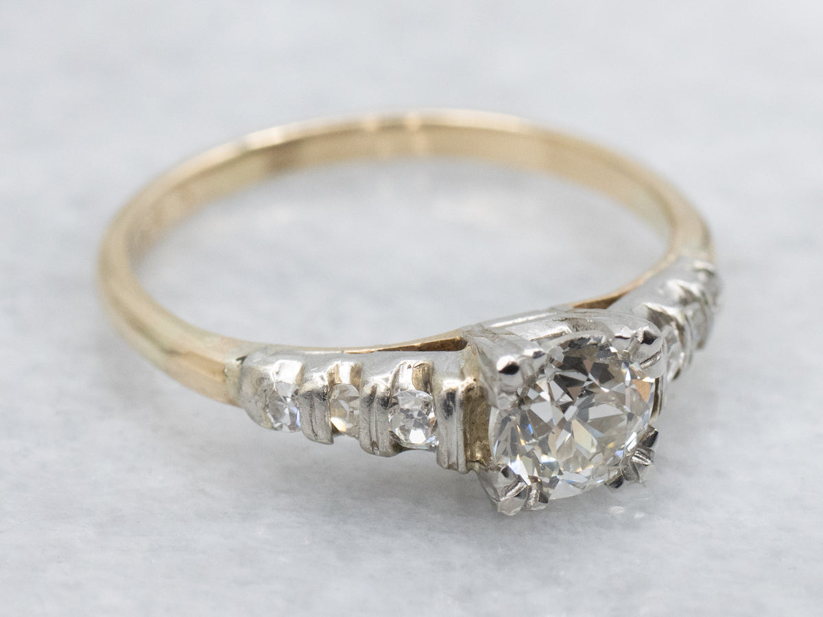 1940s Old Mine Cut Diamond Engagement Ring