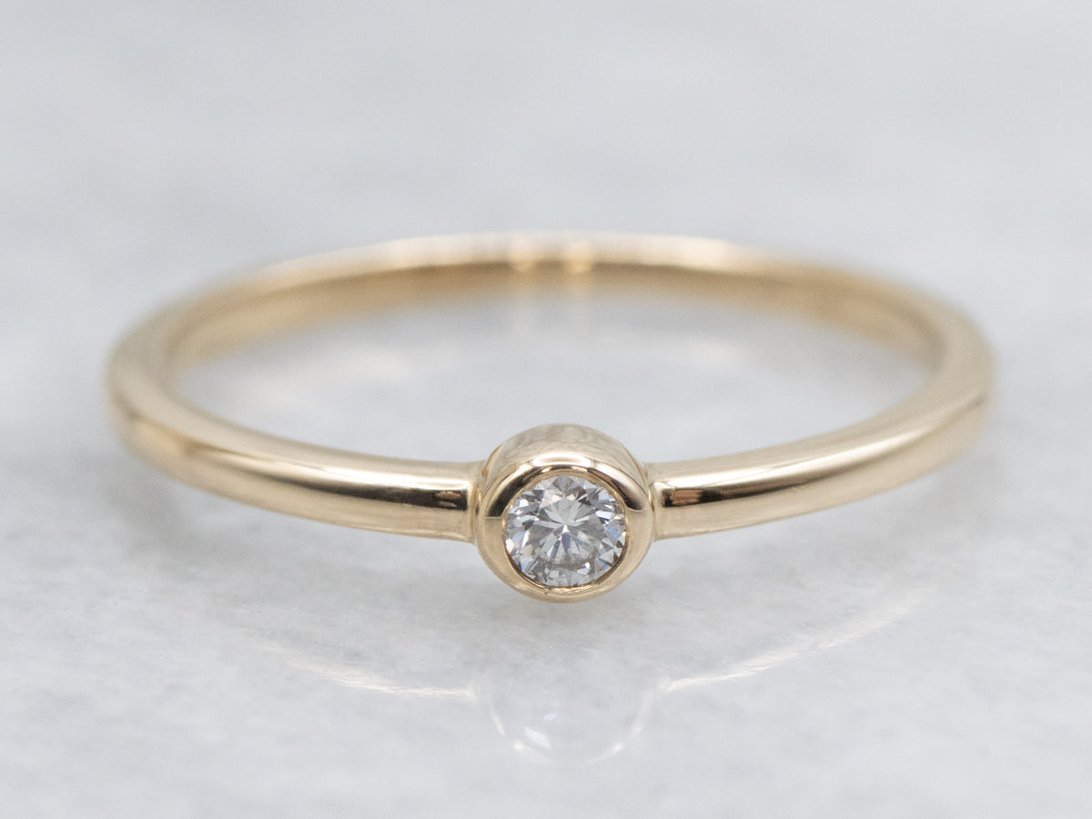 Simple Bezel Set Diamond Solitaire Engagement Ring