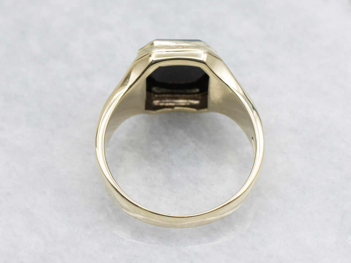 Antique Unisex Bloodstone Solitaire Ring