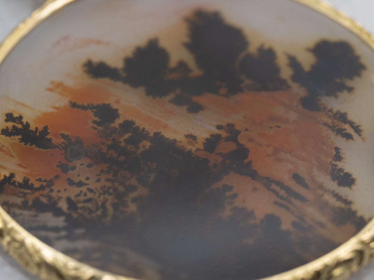 18K Yellow Gold Dendritic Agate Pendant