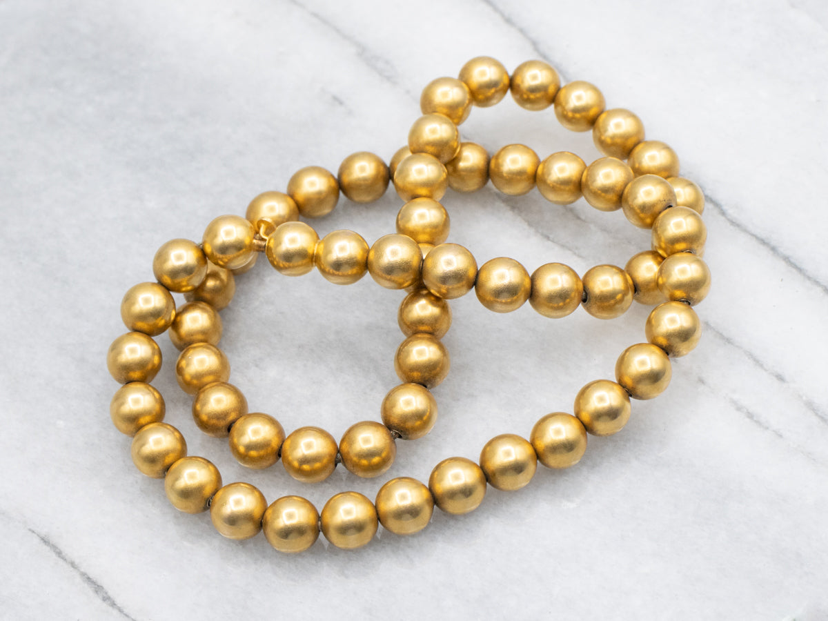 Vintage Yellow Gold Beaded Necklace