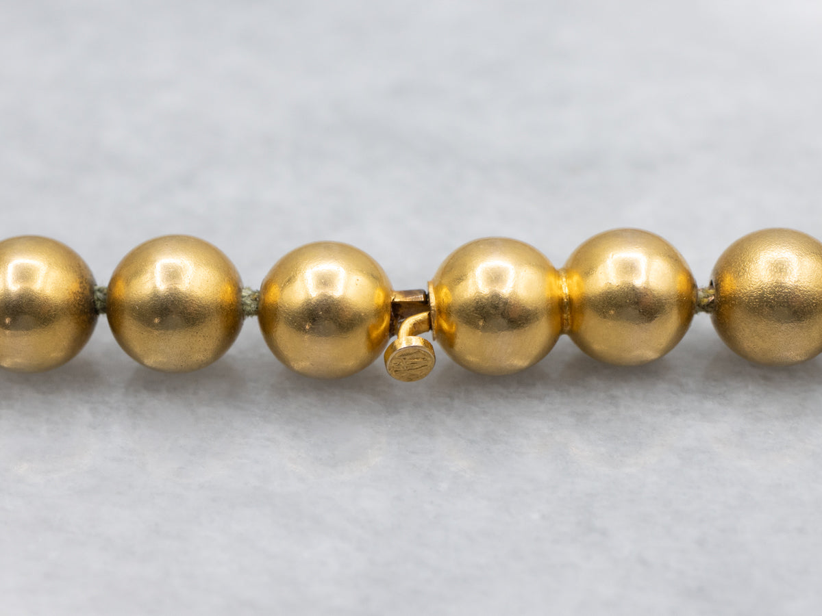 Vintage Yellow Gold Beaded Necklace