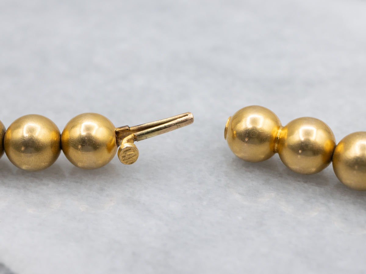 Vintage Yellow Gold Beaded Necklace