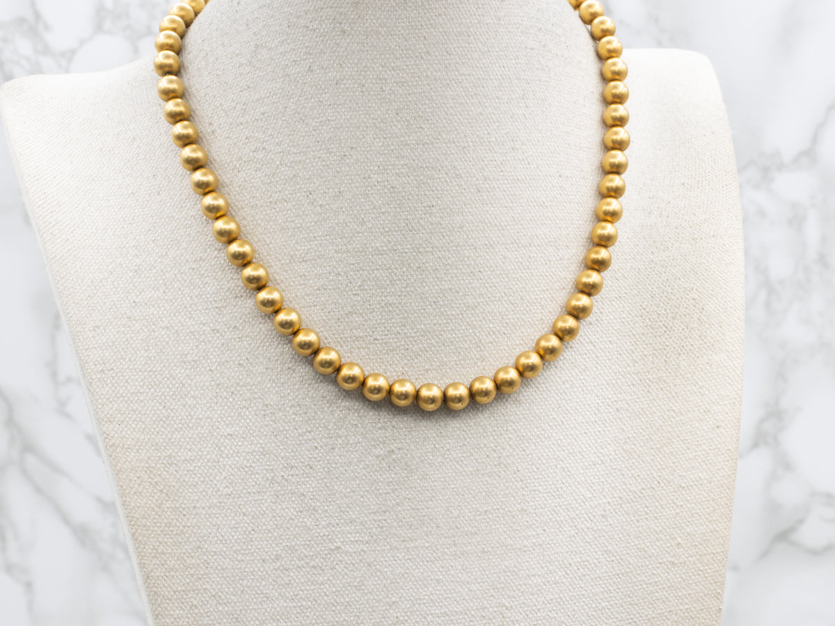 Vintage Yellow Gold Beaded Necklace