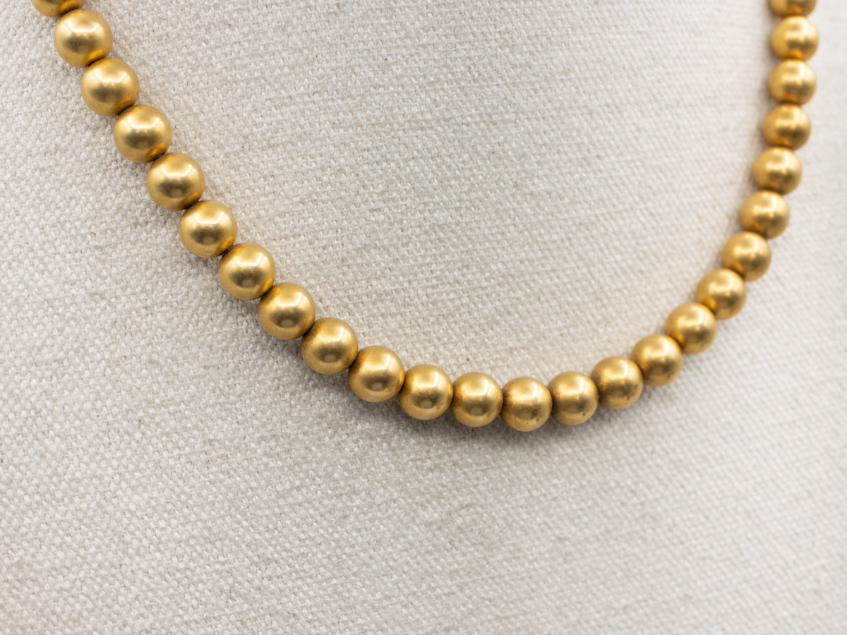 Vintage Yellow Gold Beaded Necklace