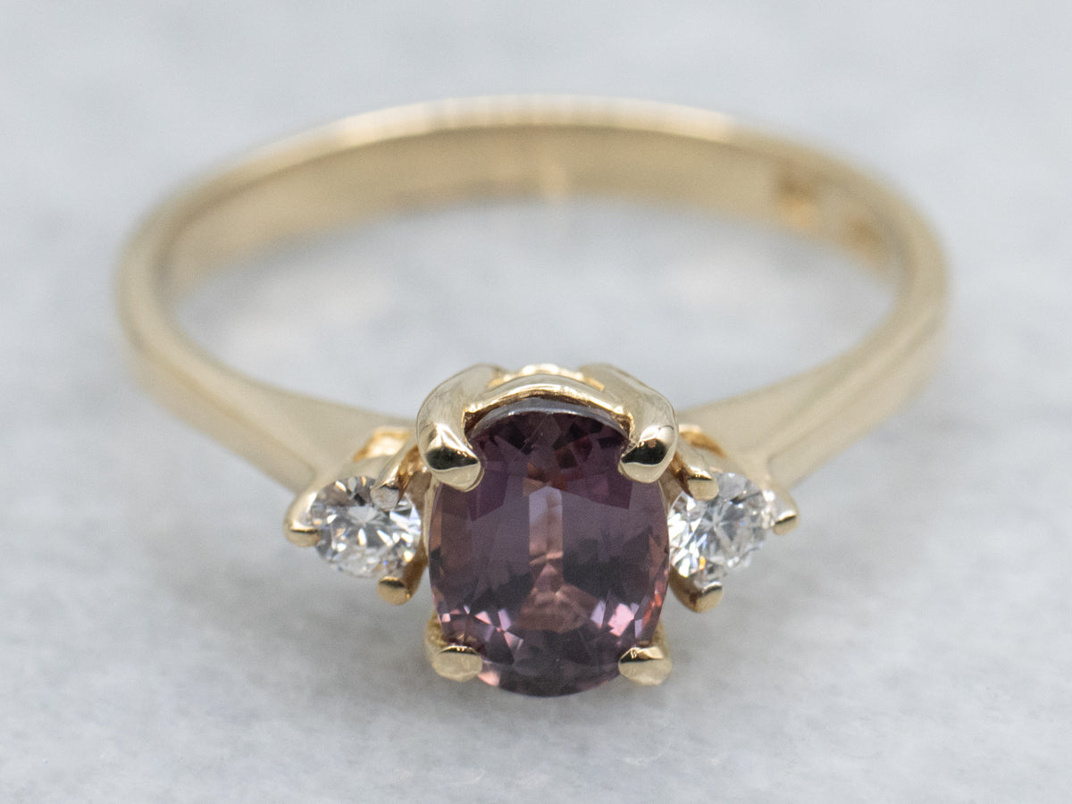 Pretty Inky Indigo Hued Sapphire and Diamond Ring