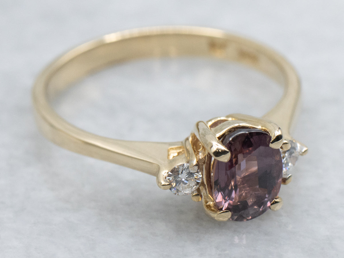 Pretty Inky Indigo Hued Sapphire and Diamond Ring