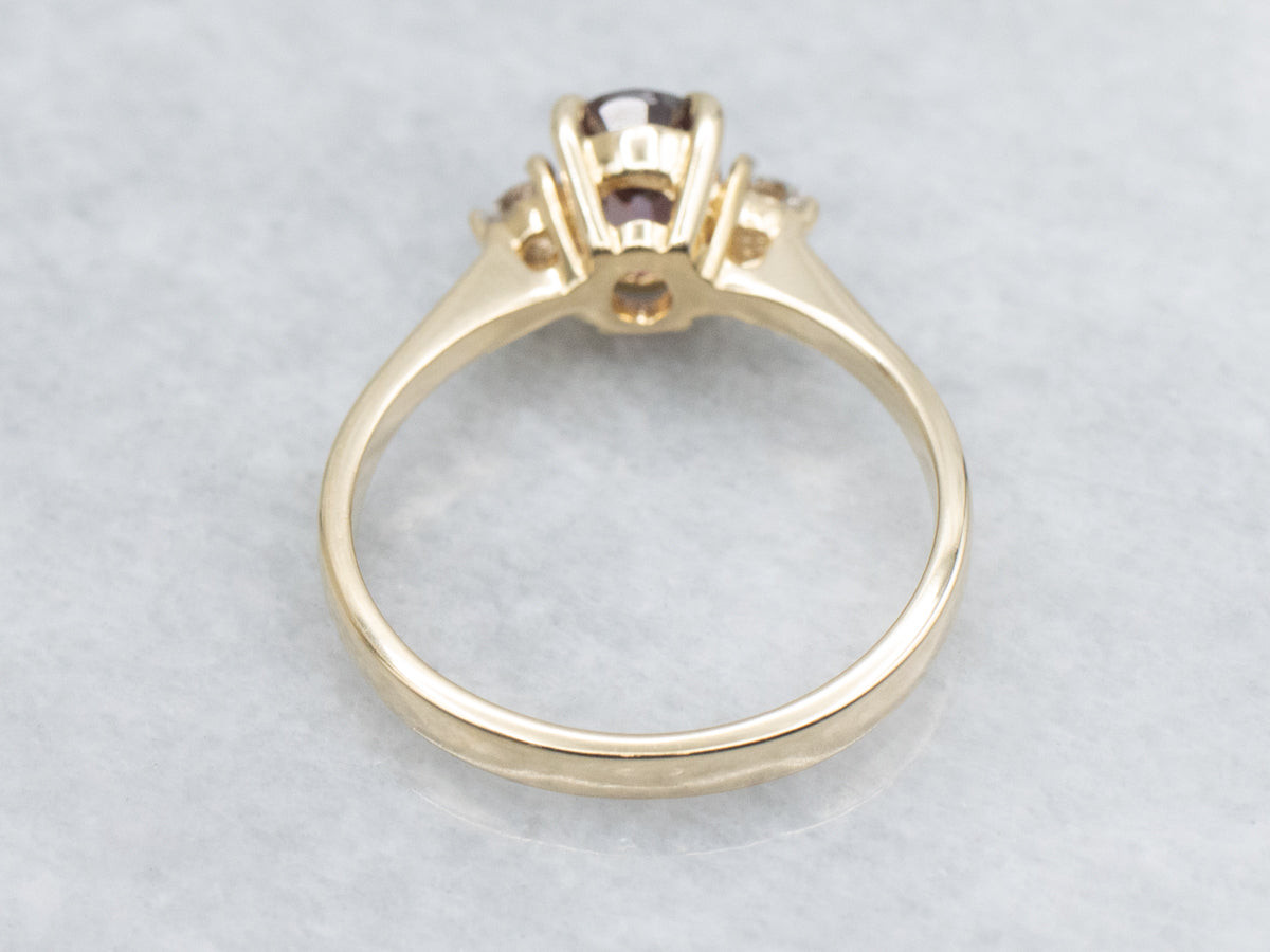 Pretty Inky Indigo Hued Sapphire and Diamond Ring