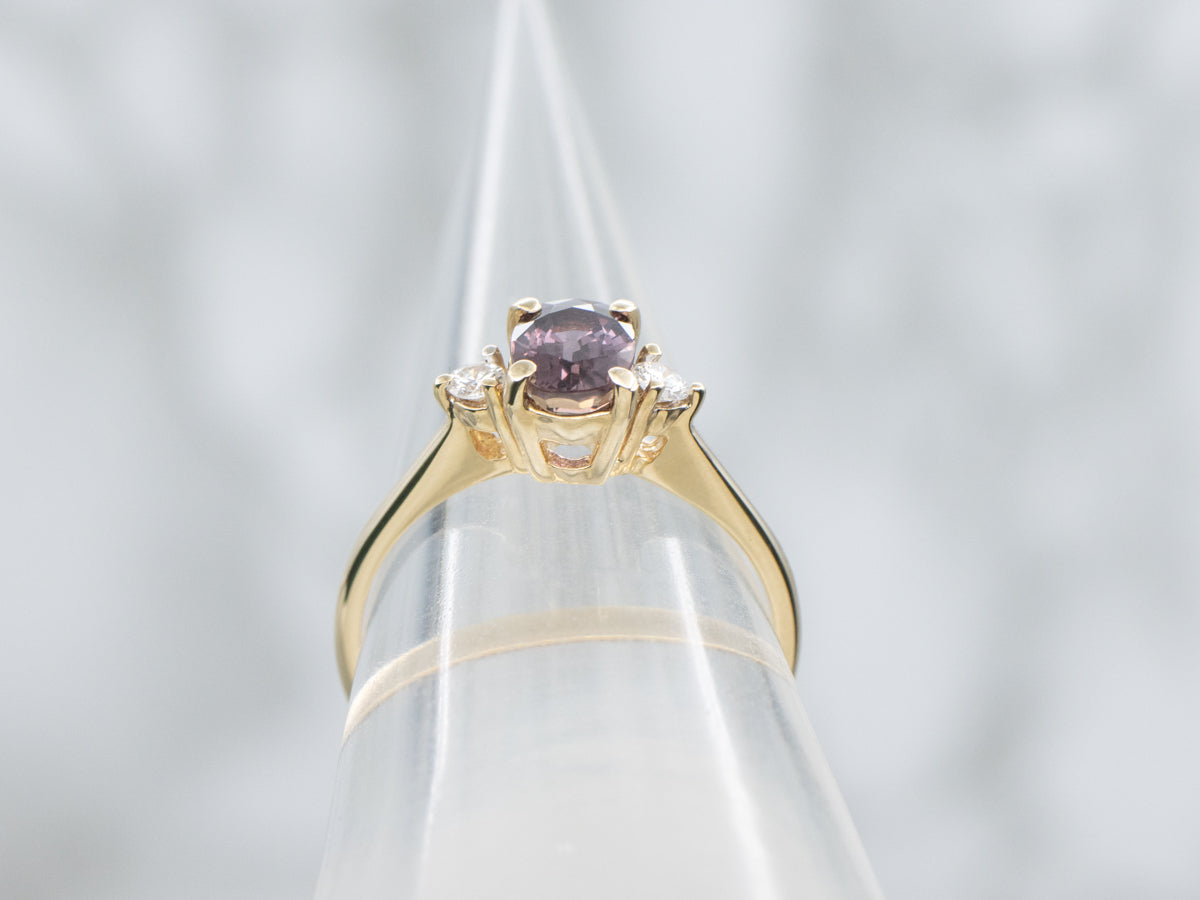 Pretty Inky Indigo Hued Sapphire and Diamond Ring