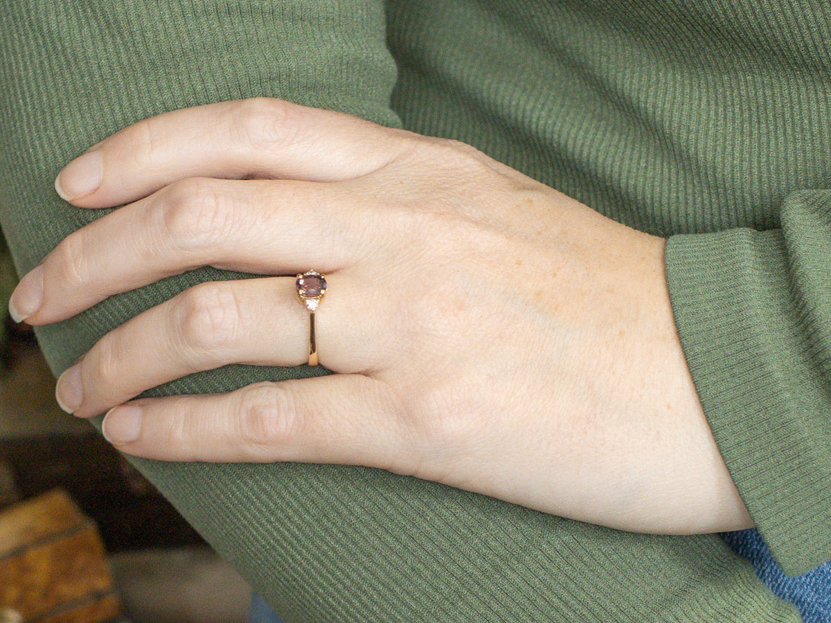 Pretty Inky Indigo Hued Sapphire and Diamond Ring