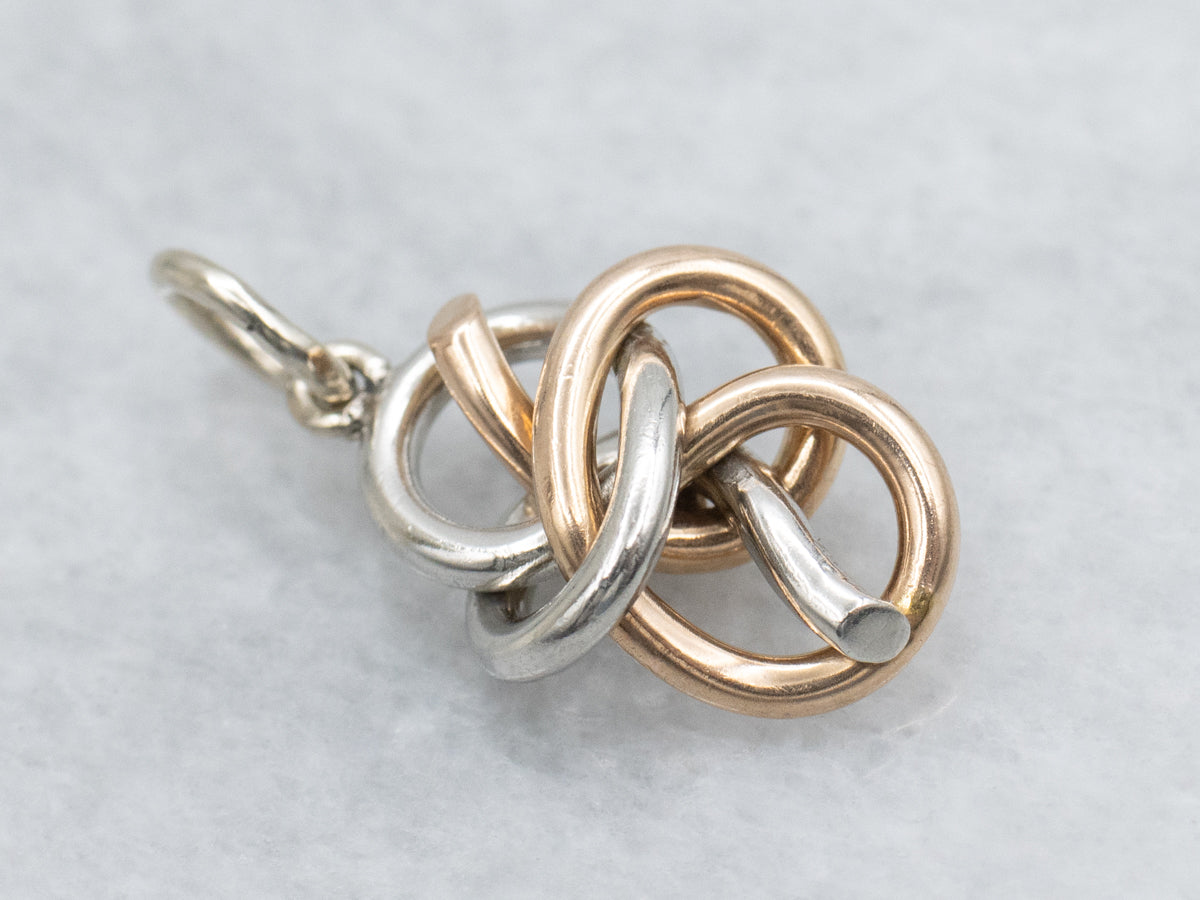 Twisted Two Tone Gold Knot Pendant