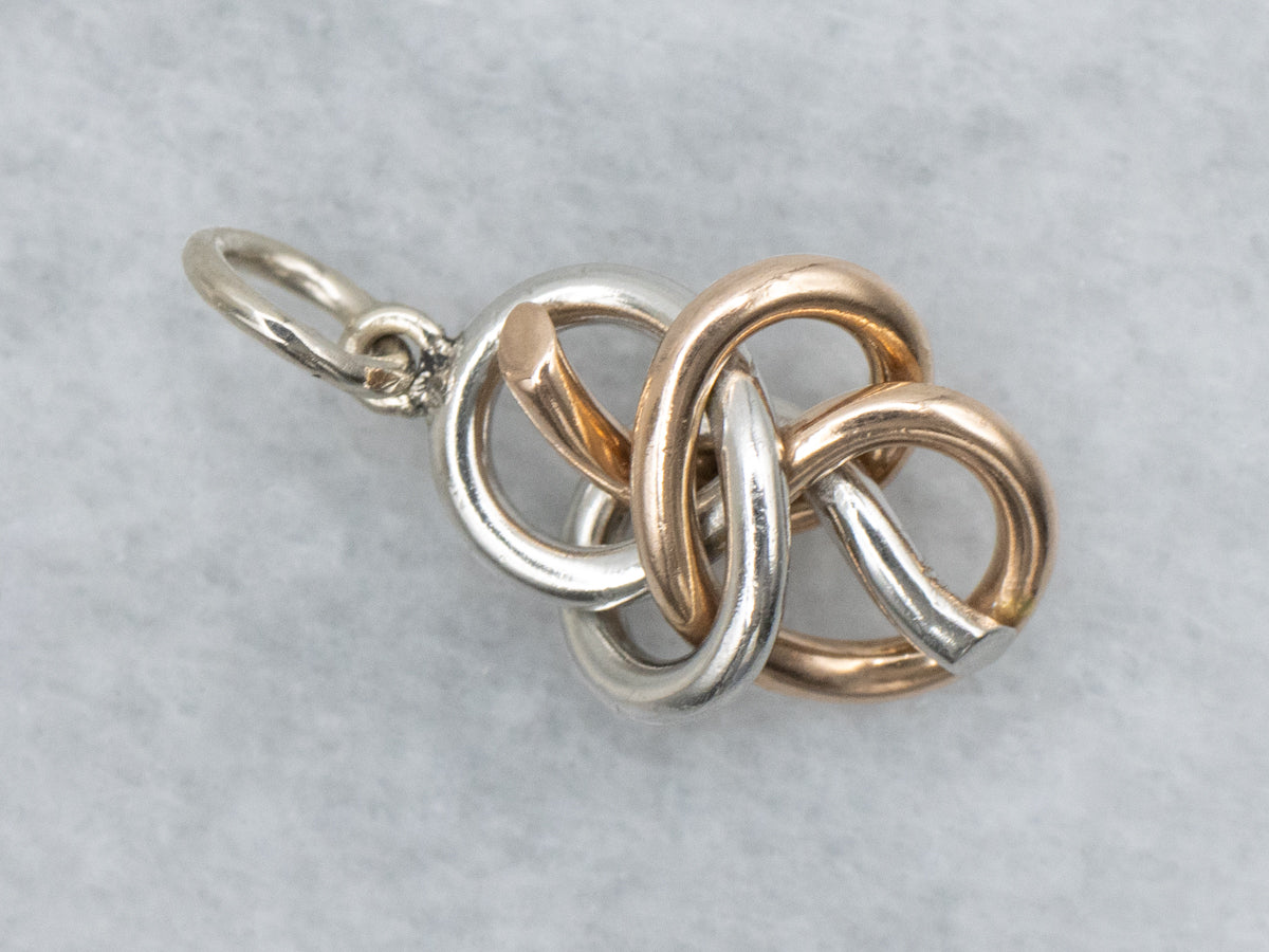 Twisted Two Tone Gold Knot Pendant
