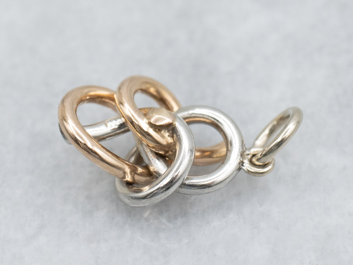 Twisted Two Tone Gold Knot Pendant