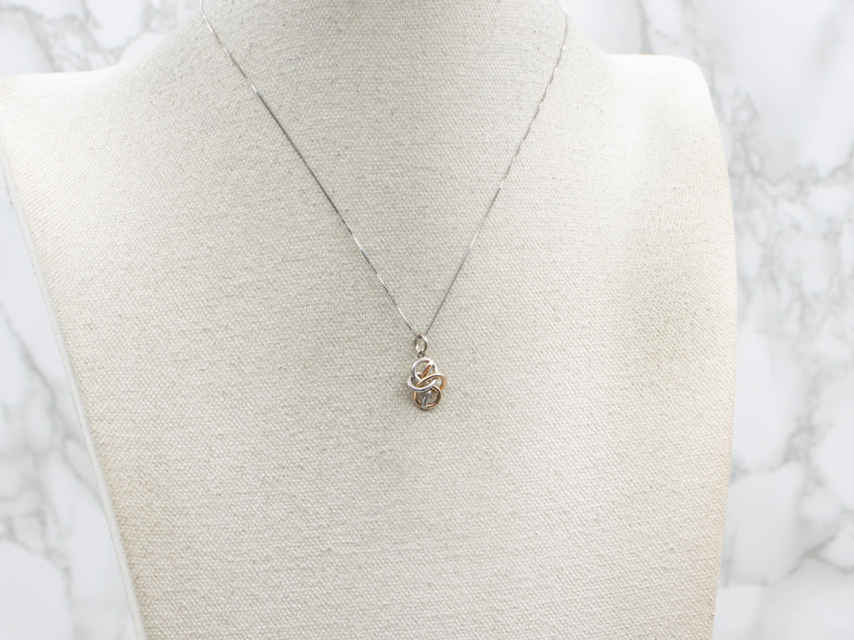 Twisted Two Tone Gold Knot Pendant