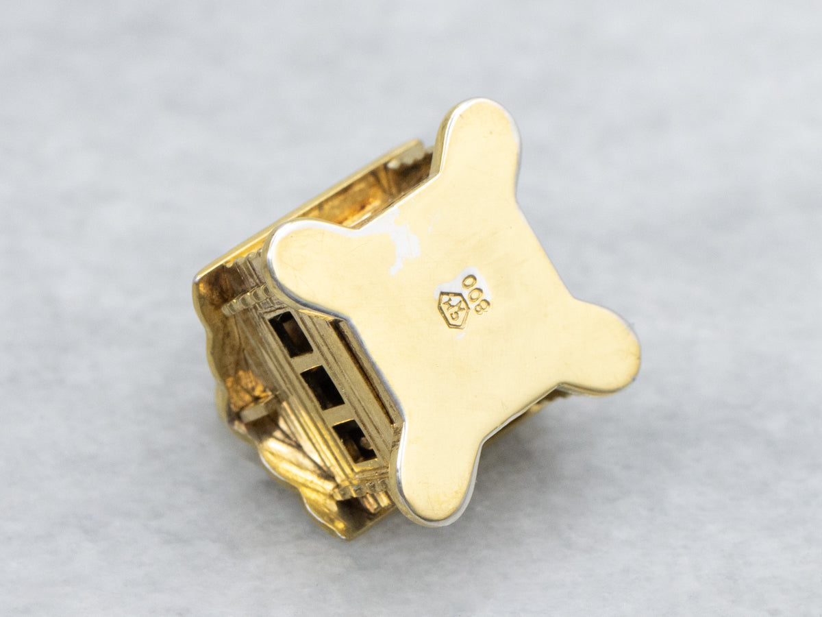 Vintage 800 Gold Log Cabin Charm