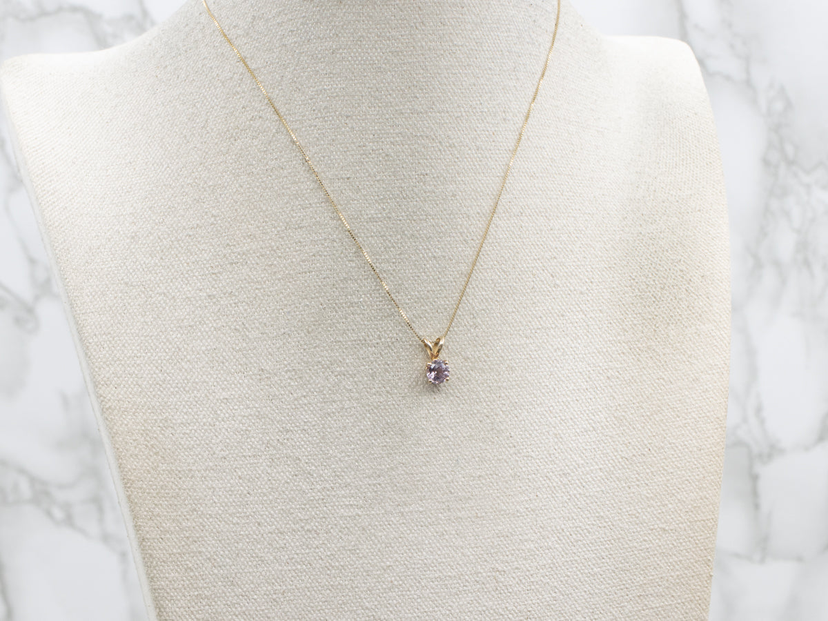 Pretty Purple-Pink Sapphire Solitaire Pendant