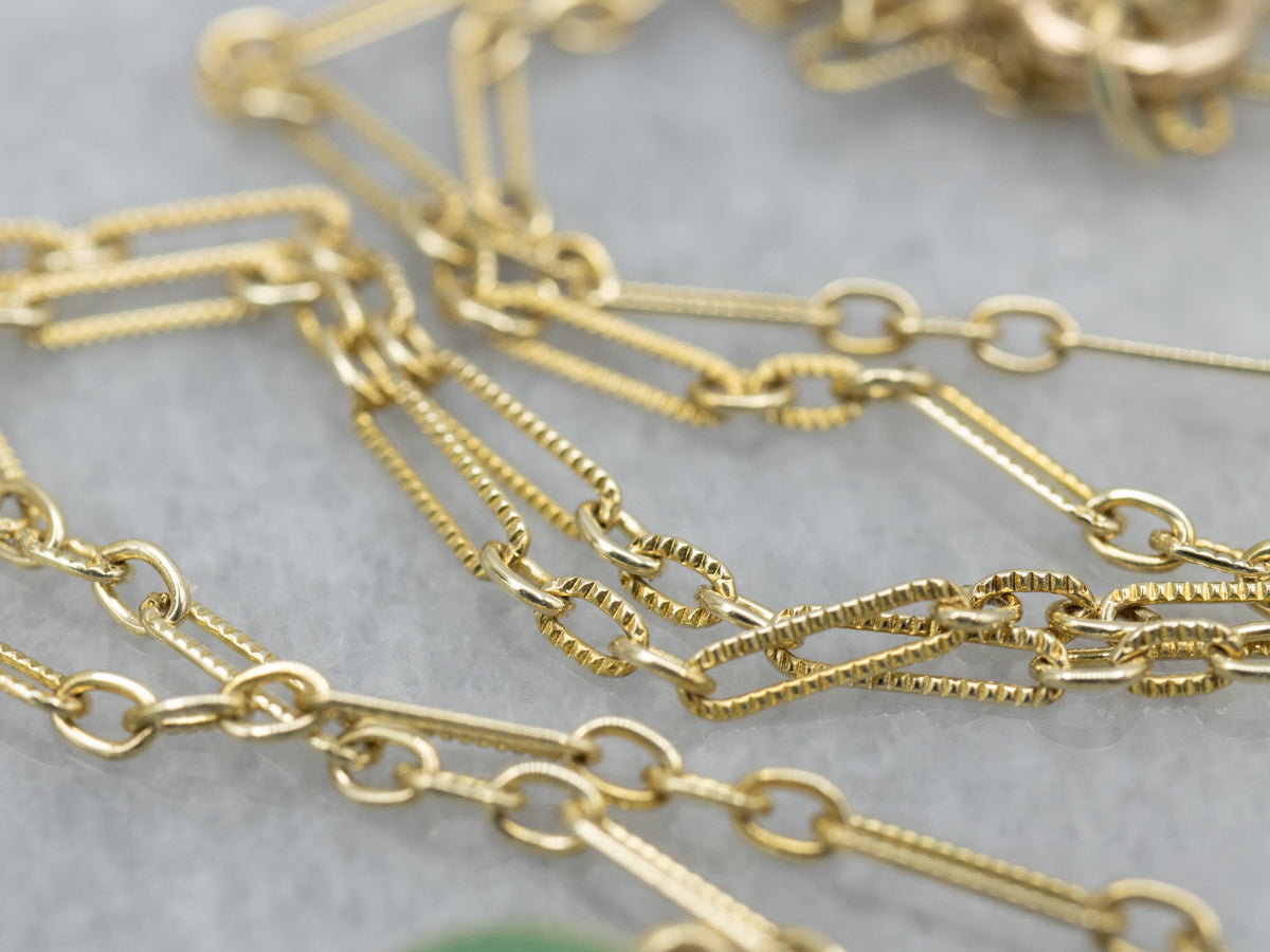 Turquoise Chrysoprase Cabochon and Gold Necklace