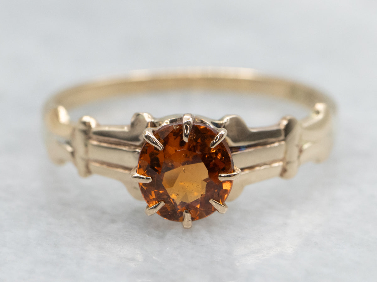 Victorian Hessonite Garnet Solitaire Ring