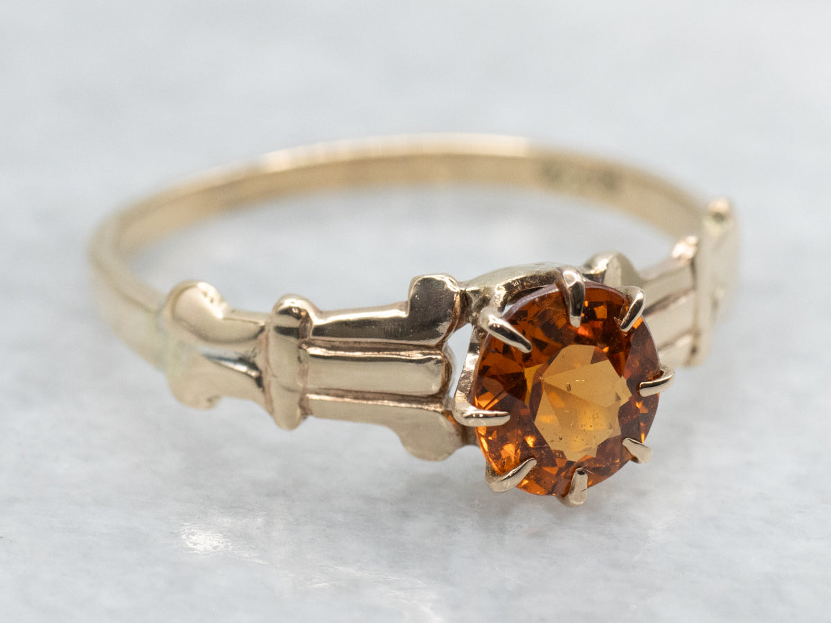 Victorian Hessonite Garnet Solitaire Ring
