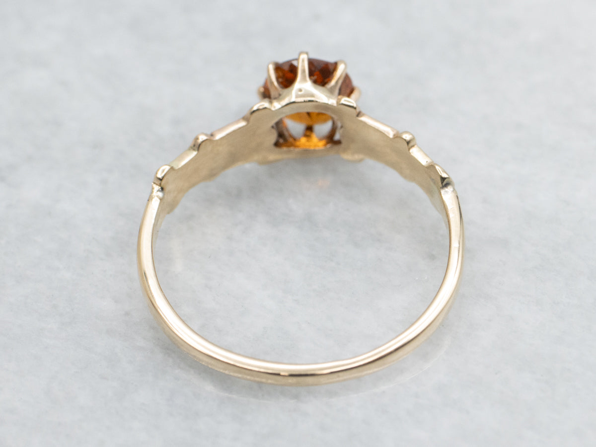 Victorian Hessonite Garnet Solitaire Ring