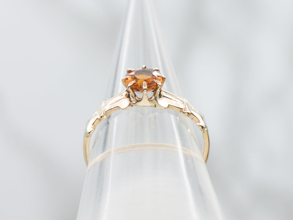 Victorian Hessonite Garnet Solitaire Ring