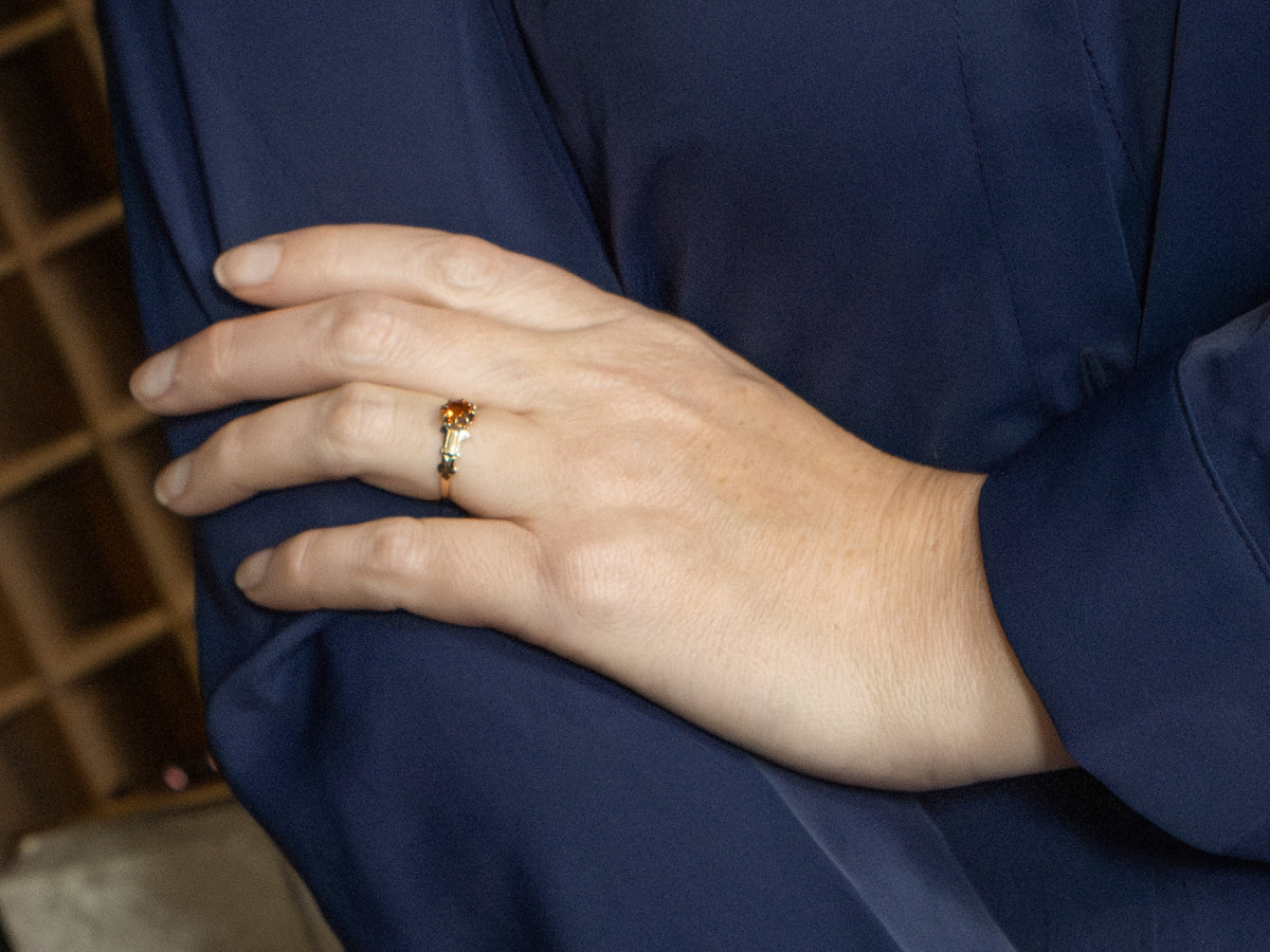 Victorian Hessonite Garnet Solitaire Ring