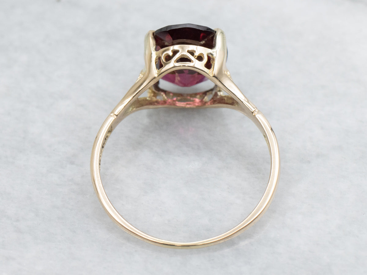 Rhodolite Garnet Yellow Gold Solitaire Ring