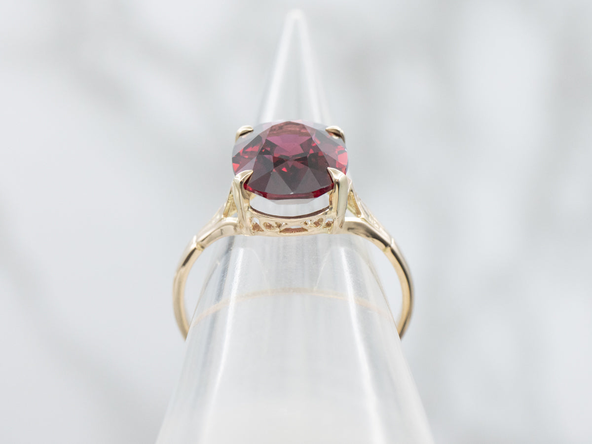 Rhodolite Garnet Yellow Gold Solitaire Ring