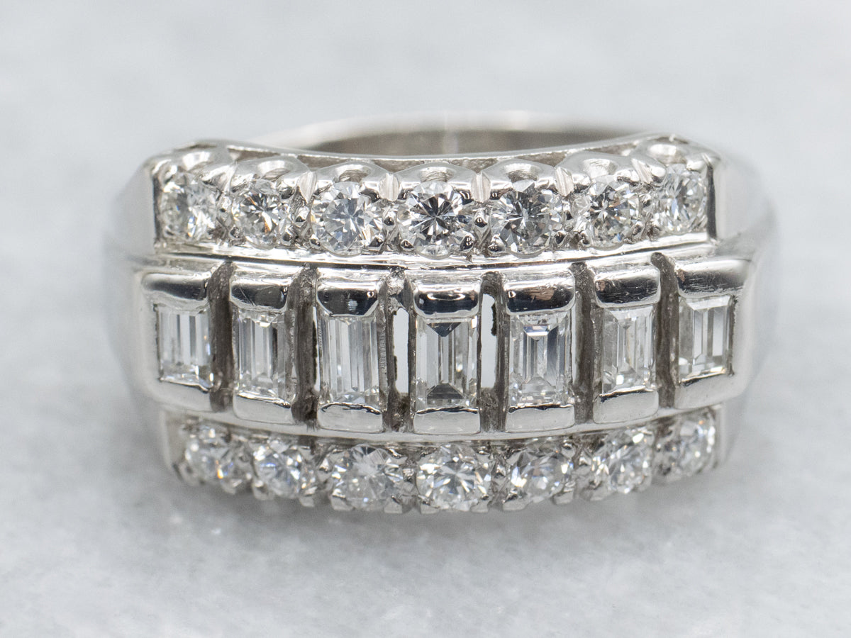 Bold Mixed-Cut Diamond and Platinum Band