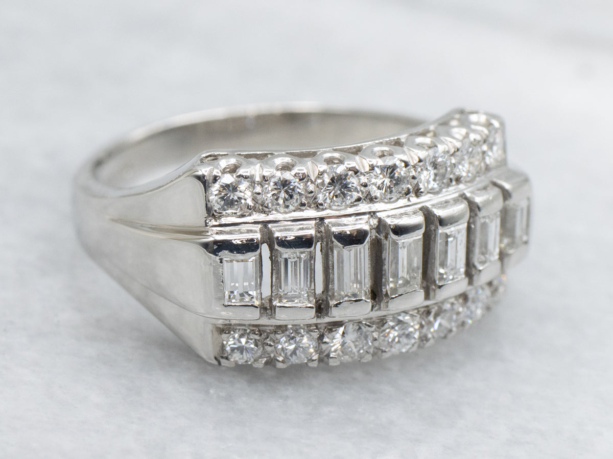 Bold Mixed-Cut Diamond and Platinum Band