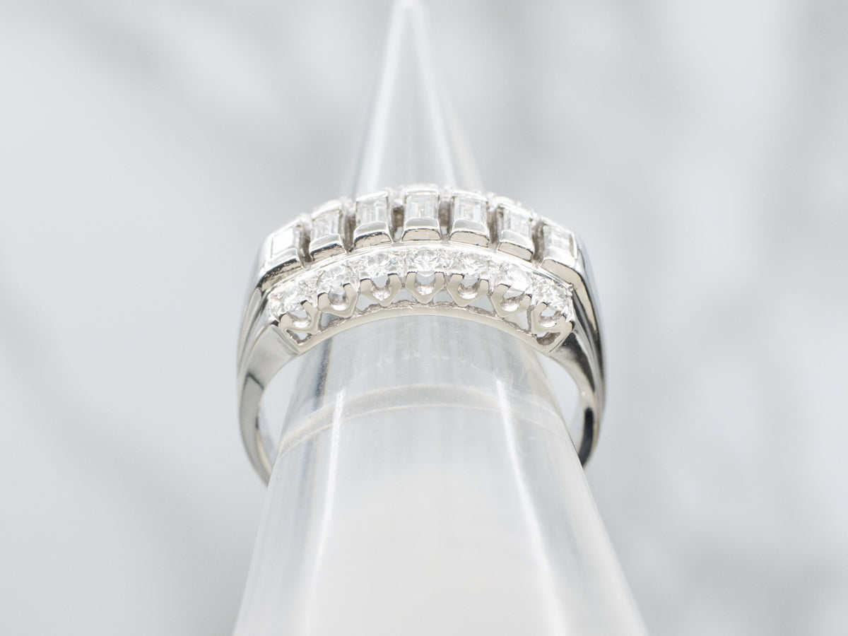 Bold Mixed-Cut Diamond and Platinum Band