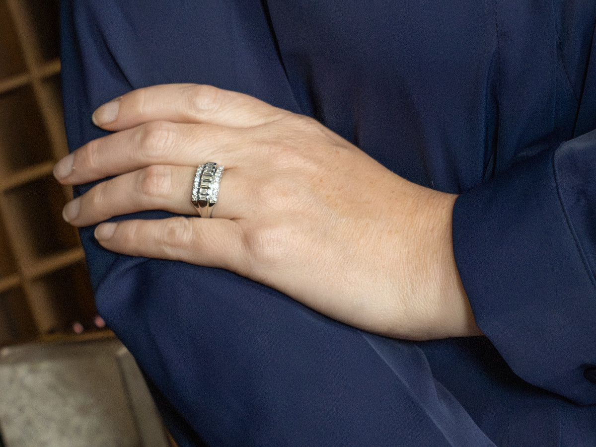 Bold Mixed-Cut Diamond and Platinum Band