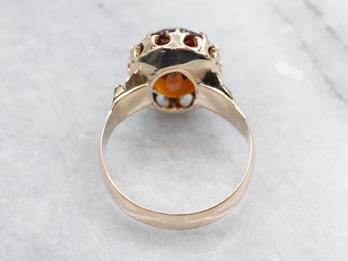 Antique Gold Citrine Solitaire Ring