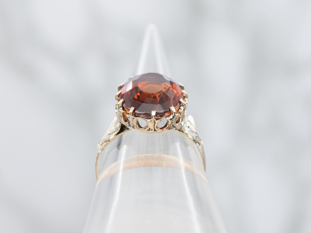 Antique Gold Citrine Solitaire Ring