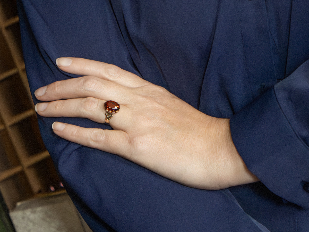 Antique Gold Citrine Solitaire Ring