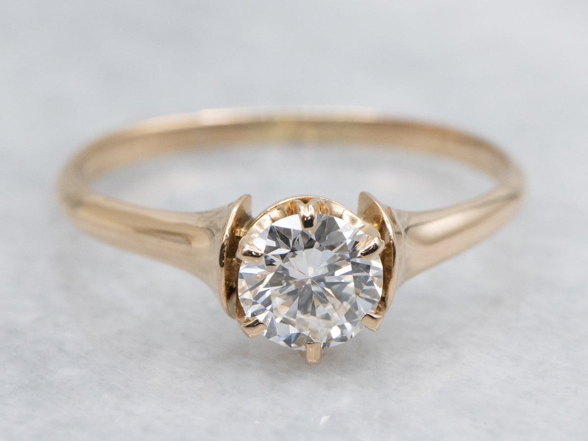 Antique Buttercup Gold Diamond Solitaire Engagement Ring
