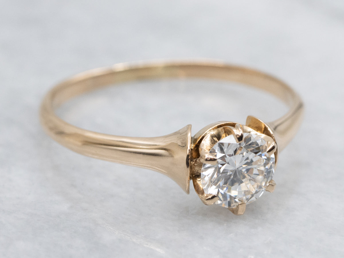 Antique Buttercup Gold Diamond Solitaire Engagement Ring