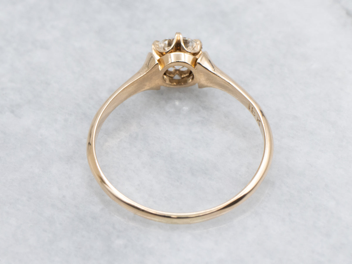 Antique Buttercup Gold Diamond Solitaire Engagement Ring