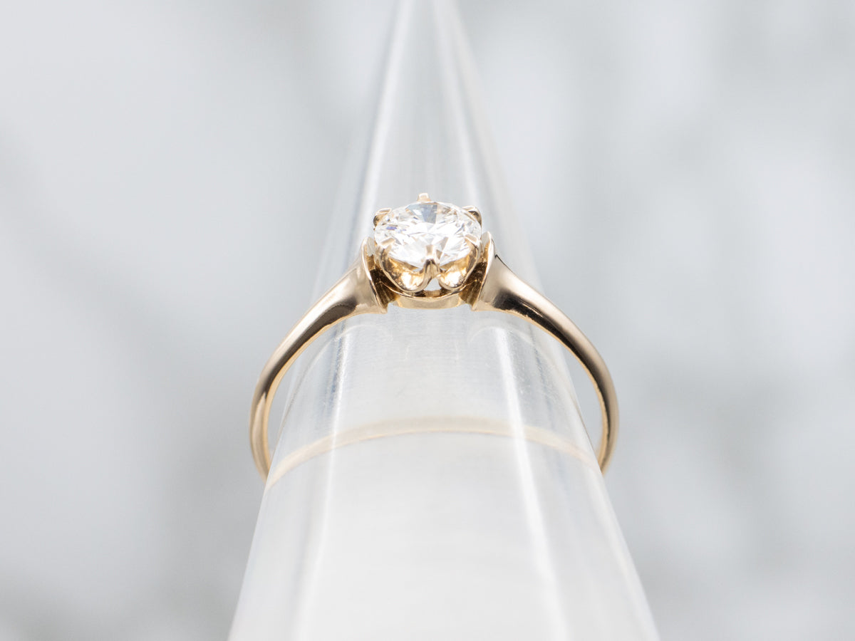 Antique Buttercup Gold Diamond Solitaire Engagement Ring