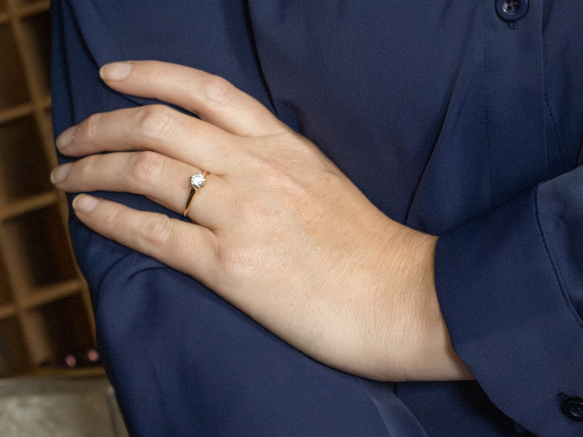 Antique Buttercup Gold Diamond Solitaire Engagement Ring