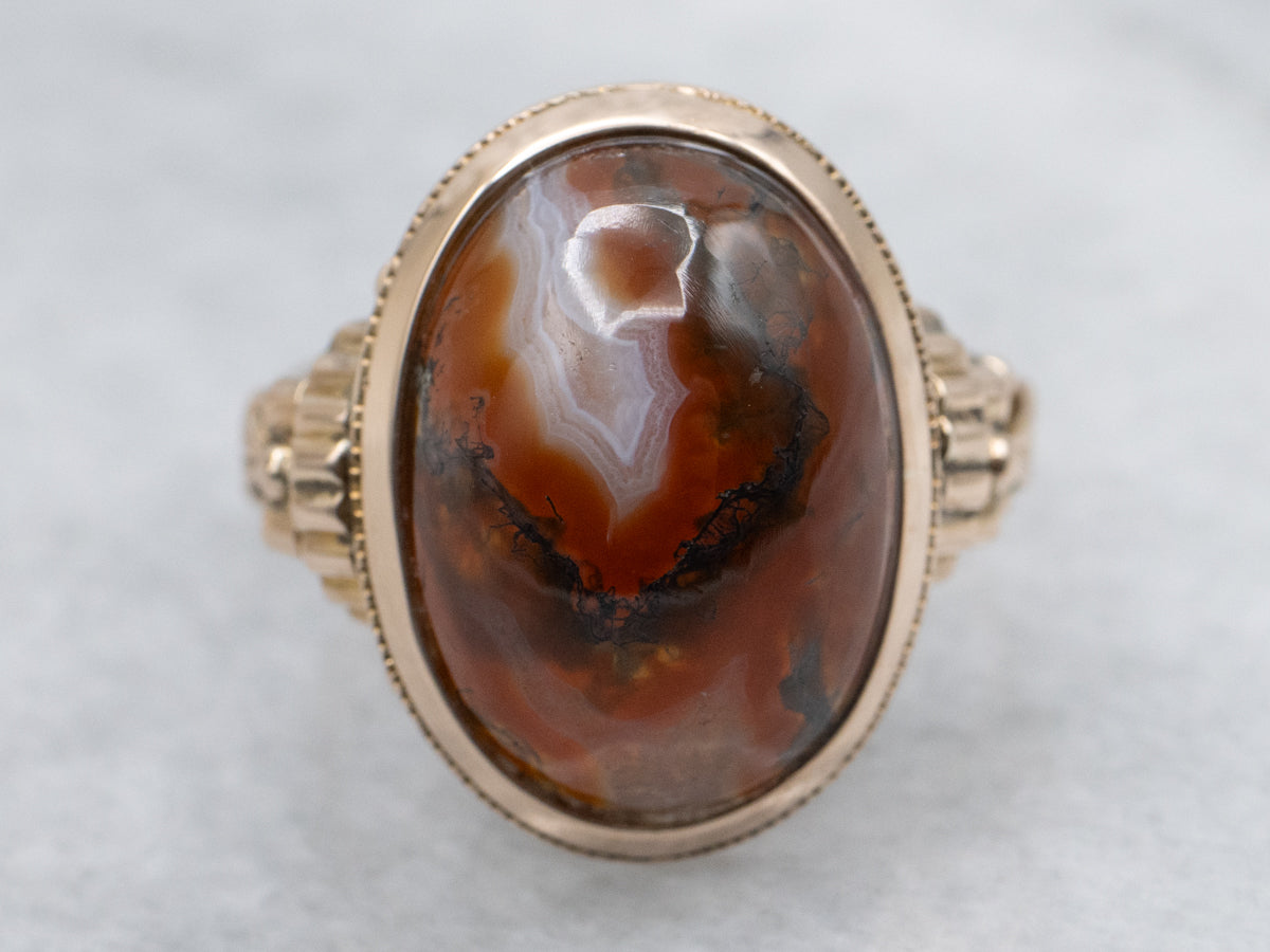Victorian Carnelian Moss Agate Ring