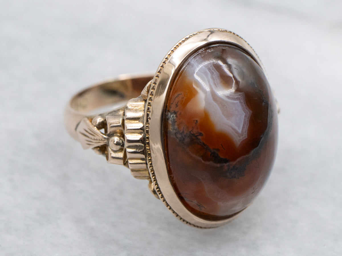 Victorian Carnelian Moss Agate Ring